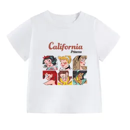 2024 Summer Kids Cotton T-shirt ins flickor Princess Cartoon Tryckt Kort ärm TEES Fashion Children Casual Tops Clothes S1039