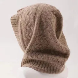 Berretti in Cashmere Passamontagna accogliente Cappello da donna Inverno Morbido lavorato a maglia di lana Collo con cappuccio Colletto Berretto Testa Moda Beanie Antivento Caldo Unisex