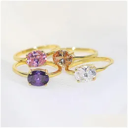 Anillos de racimo Compromiso de boda para mujeres Joyería Anillo de color dorado femenino con joyería de citas de piedra 3749 Q2 Entrega de gota Dh8Pm