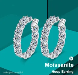 Choucong 2.6ct D Color Moissanite Clip Earrings Real 100% 925 Sterling Sliver White Gold Hoop Diamond Gemstones Earring for Women Wedding Party Jewelry Gift