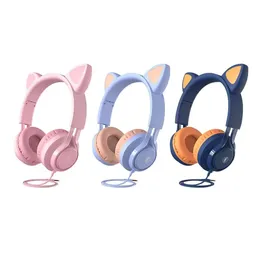 Kulaklıklar Kulaklık Kablolu Kedi Kulak Kulaklığı Çocuk Çocuk Kız Erkekler 85db Çocuk Mod İşitme Koruma Kulaklık Telefon Damlası Deskesi El Otoej