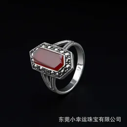 2024 Designer David Yuman Jewelry Bracelet S925 Thai Silver Inlaid Synthetic Agate Ring Palace Ethnic Style Women's Ring Marcel Stone Ring