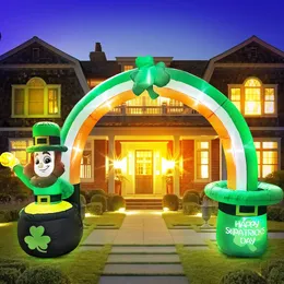 St Patrick Day Inflatable Decoration for Home Outdoor Cute Arch Gold Coin Decor Yard Garden Party Green Prop with LED Light 240116