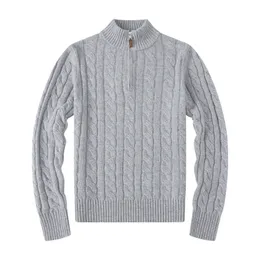 2024 Mäns lilla hästmärke broderad designer herrvarumärke högkvalitativ tröja stickad europeisk halv hals blixtlås flip krage pullover varm casual tröja