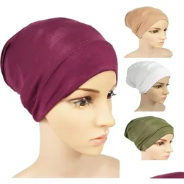 Scarves Women Modal Cap Pure Color Lady Fashion Elasticity Mercerization Base Caps Muslim Short Hijab 2 82Kc J2 Drop Delivery Dhlr1