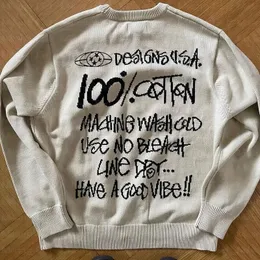 Men Sweater Winter Letters Graphic Pullover Harajuku Casual Loose Cotton Streetwear Sweater Women Hip Hop Knitted Sweater Unisex 240115