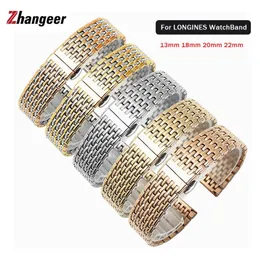 Components Watch Band for Longines La Grande Watches Stainless Steel Strap 13mm 18 20mm 22mm Butterfly Clasp with Pins Watches Accessories