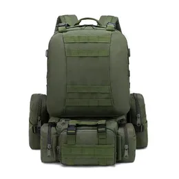 50L 전술 배낭 남자 방수 4 in1 Molle Sport Tactical Bag 야외 하이킹 군대 낚시 여행 노트북 배낭 240115
