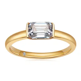 Venda quente s925 prata d cor 1ct moissanite anéis de noivado 5x7mm corte esmeralda simples princesa anel de ouro quadrado