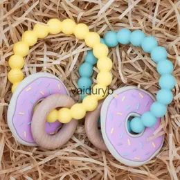 Bebê mordedores brinquedos donut contas de silicone anel de madeira mordedor brinquedos do bebê mordedor mastigar pulseiras personalizadas enfermagem para recém-nascidos chá de bebê presentesvaiduryb