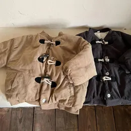 Piumino Parka Abbigliamento per bambini Velluto a coste Cotone Ragazzi Ragazze Peluche Ispessimento Fibbia in corno di mucca Clip per bambino invernale coreano