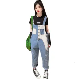 Tonåring Girls Denim Jumpsuit och Rompers Child Jean Bib Pants Children's Playouit Kids Outfits kläder 5 6 7 8 9 10 år gammal 240115