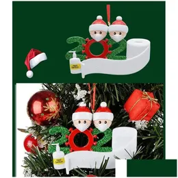 Dekoracje świąteczne ozdoby Xmas Snowman Wisendanci z maską twarzy DIY Tree Family Party Cute Dift Drezka Dh4zl