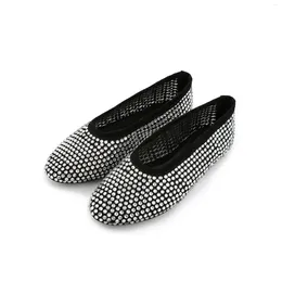 Dress Shoes Large Size Slip-On Flats Full Of Diamonds Stylish Round Toe Catwalk Loafers Rhinestone Women Zapatos Mujer Primavera