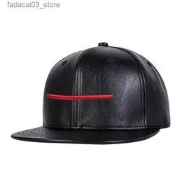 Bola Caps 2022 Novo Chapéu Masculino PU Couro Bordado Hip Hop Hat Q240116