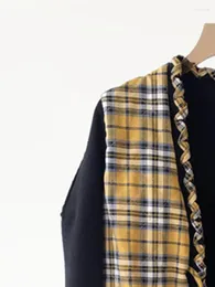 Women's Jackets Clearance Price Women Two Sides Wear Plaid Coat Lace-Up Fashion V-Neck Jacket