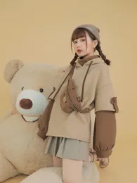 Merry Pretty Harajuku Sweatshirt Bear Anime Hoodie Women Corean Kawaii Long Sweeve Sweatshirts Tops الشتاء الحلو مع حقيبة 240115