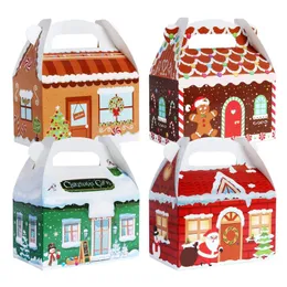 Christmas Decorations Treat Boxes Santa Elf Snowman Elk Xmas Cardboard Present Candy Cookie With Handles Holiday Party Favor Drop De Dhop9