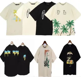 Summer Pa Tees Men Womens Palms T-shirts Topps Mans Stylist Tee Guillotine Bear Palms Tryckt Kort ärm trunkerade björnar Vinklar tees ängel t shirt blå vit