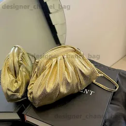 Sacs à bandoulière Luxe Or Argent Sac À Main Femmes Mode Embrayages Plissé Soirée Bourse Qualité En Cuir Souple Chaîne Épaule Sacs À Bandoulière T240116