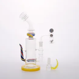 H10Inch Design exclusivo conjunto de bongo de vidro amarelo/conjunto de cachimbo de água de vidro para fumar/cachimbo de água de vidro de equipamento de dabbing