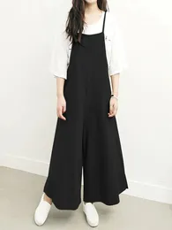 Zanzea Summer Women Fashion Jumpsuits 캐주얼 넓은 다리 로맨스 Femme Solid Cotton Linen 바지 느슨한 플레이 슈트 바지 대형 240115