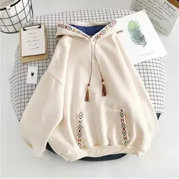 Hoodies Baggy Bonito Solto Simples Com Capuz Tops Kawaii Moletons para Mulheres Algodão Novidade Quente Grosso Designer em Roupas Femininas 240115