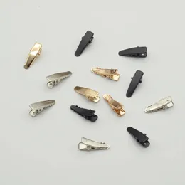 100PCS 2.5cm Silver Black Golden Plain Metal Alligator Clips Hairpins with hole for DIY Pet Hair Accessories Kids hair bows 240116