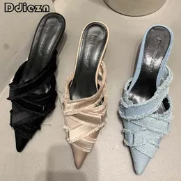 GAI GAI GAI Women Mules Elegant Sandals Pumps Summer Female Shoes Low Heels in Fashion Ladies Sandal Pointed Toe Slides Footwear 240115