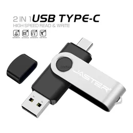 Unidades Flash USB TYPE-C Unidade Flash USB 64 GB Pen Drive OTG de Alta Velocidade 32 GB Chaveiro Grátis Pendrive para Celular Prata Memory Stick 16 GB