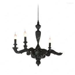 Pendant Lamps Retro Broken Arm Resin Lamp Charcoal Burning Burnt Incomplete Candle Chandelier