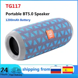 Högtalare TG117 Portabel Bluetooth -högtalare Trådlös baskolonn Subwoofer Waterproof Stereo Högtalare utomhusmusiklåda TF -kort FM -radio