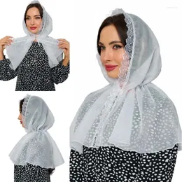 Halsdukar Senaste vita huvudbonadens hårtillbehör Etnisk stil headwraps Elastic Mesh Hijab Muslimska kvinnor sjalar malaysiska huvuddukvattensnät