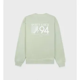 Sporty rico luz verde algodão em torno do pescoço sweatshirts inglês alfabeto número impressão feminina camisola designer hoodies