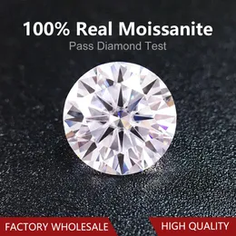 반지 도매 업체 Real 0.1ct ~ 10ct d 컬러 라운드 컷 인증 된 Moissanite 보석 패스 다이아몬드 테스트 느슨한 귀중한 돌 빠른 배송