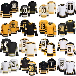 Donna Youth Uomo Hockey 21 James van Riemsdyk Jersey 51 Matthew Poitras 1 Jeremy Swayman 19 Johnny Beecher 43 Danton Heinen 39 Morgan Geekie Nero Bianco Giallo Beige