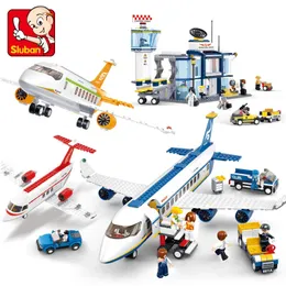 Hightech Avion lastflygplan räddningsplan Airport Airbus Airplane Model Building Blocks Figurer City Brinquedos Creative Toys 240115