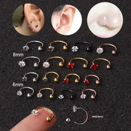 2 peças 20g 6-10mm de aço inoxidável nariz helix brinco concha rook daith lobe orelha piercing joias cz argola tragus cartilagem 240115