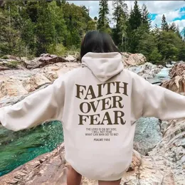 Men's Hoodies Sweatshirts New Hooded Long-sleeved Printed Hoodie Faith Over Fear Sweatshirts Clothes Streetwear Women Oversized SweatshirtQ240116