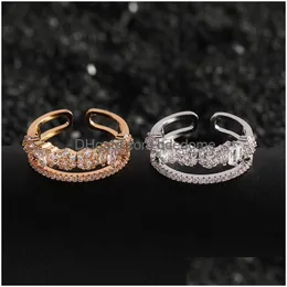 حلقات الزوجين eyer البسيطة مربعة fl zircon حلقات للمرأة عالية الجودة المجوهرات الأزياء النمساوية 1023 b3 drop delive dh0ji