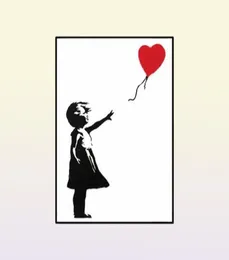 Картины Девушка с красным воздушным шаром Бэнкси Граффити Искусство Холст Картина Черно-белый настенный постер для гостиной Домашний декор Cuadros4014583
