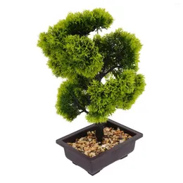 Decorative Flowers Pine Potted Artificial Bonsai Fake Accessories Living Room Decoration Plastic Office Desk 22cm Plants Convenient