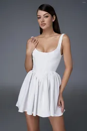 Casual Dresses Women's Corset Mini Dress Sleeveless Scoop Neck Solid Color Flowy A-Line Summer Tank