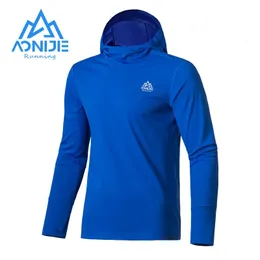 AONIJIE FM5171 Hommes séchage rapide Sport manches longues avec capuche mâle respirant à capuche chemise longue Protection solaire t-shirts pour la course 240115