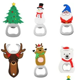 Bärbar julflasköppnare rostfritt stål snögubbe Xmas Tree Bear Deer Santa -format presentköksverktyg 916 Drop Delivery Dhu3L