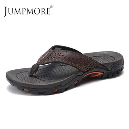 Jumpmore Summer Flip Flops Men Shoes Outdoor Fashion Pu Leather Flat Shoes Beach Holiday Shoes Size 40-50 240115