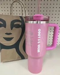 US stock Water Bottles winter Pink Starbucccks H2.0 40OZ Mugs Cosmo Pink Parade Tumblers Car Cups Target Red Flamingo Coffee Valentine Day Gift Sparkle 1:1 Logo A0116
