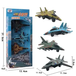 4PCSSet Alloy Aircraft Model Kids Toys Military Model Toy Life Warplane Kids Fighter Pull Back Airplane Gifts 240116