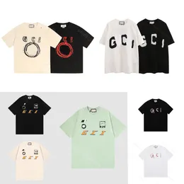 Новая мужская дизайнерская футболка, одежда для мужчин и женщин, одежда из чистого хлопка с круглым вырезом и коротким рукавом, знак с двойным буквенным принтом
