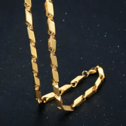 Collana a catena a maglia creativa da 5 mm Dropshipping Punk 14k Oro giallo Colore dorato Girocollo maschile colar Gioielli Regali per uomo Donna